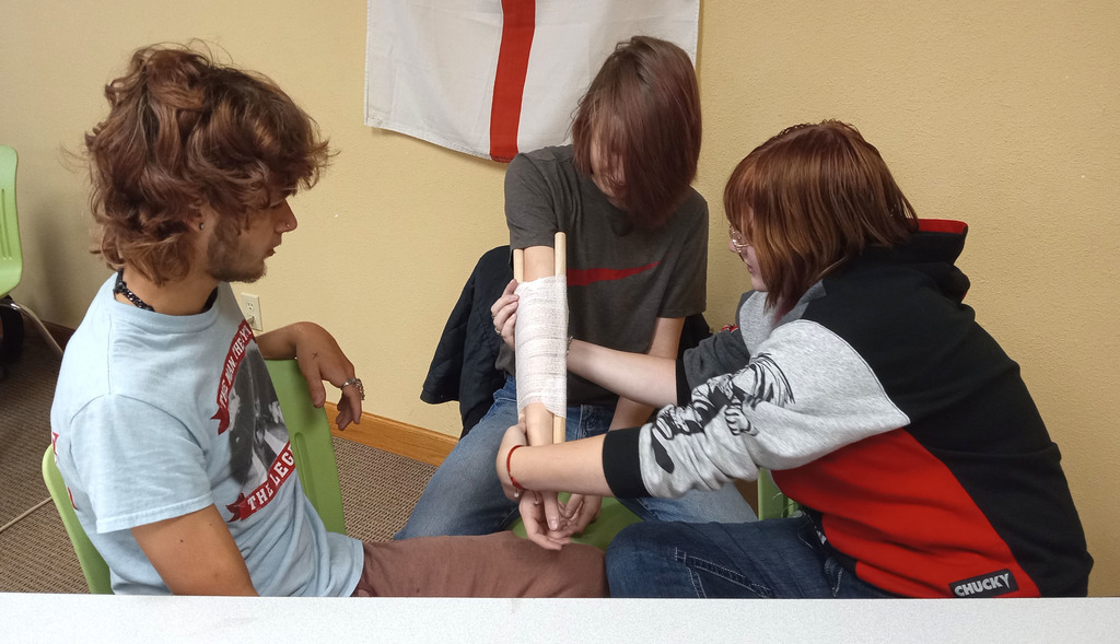 Life Skills students doing first aid activities